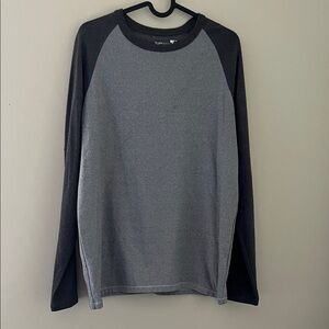 TuffMens Gray Black Raglan Long Sleeve Athletic Shirt Small
